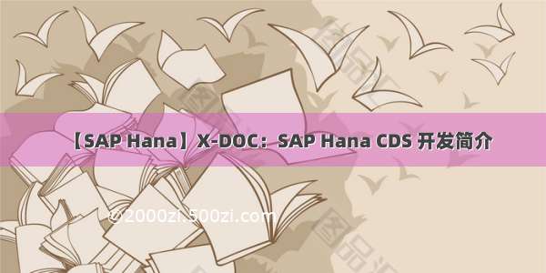 【SAP Hana】X-DOC：SAP Hana CDS 开发简介