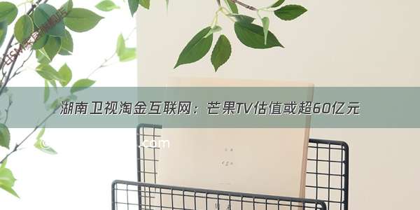 湖南卫视淘金互联网：芒果TV估值或超60亿元