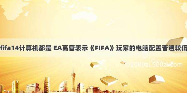 fifa14计算机都是 EA高管表示《FIFA》玩家的电脑配置普遍较低