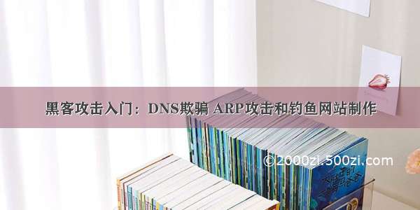 黑客攻击入门：DNS欺骗 ARP攻击和钓鱼网站制作