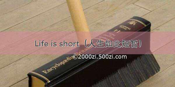 Life is short（人生如此短暂）