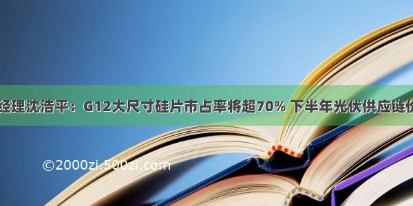 中环股份总经理沈浩平：G12大尺寸硅片市占率将超70% 下半年光伏供应链价格可能下行