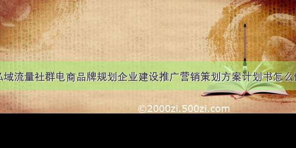 私域流量社群电商品牌规划企业建设推广营销策划方案计划书怎么做