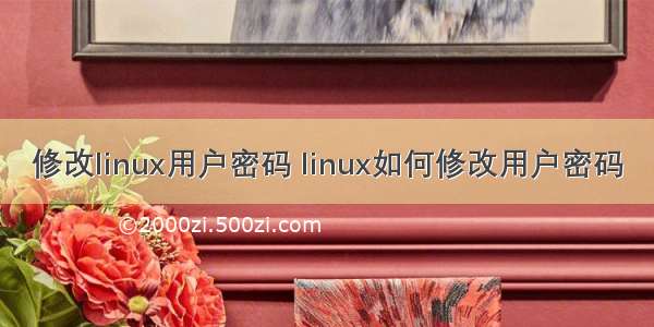 修改linux用户密码 linux如何修改用户密码