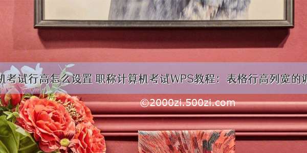 计算机考试行高怎么设置 职称计算机考试WPS教程：表格行高列宽的调整...