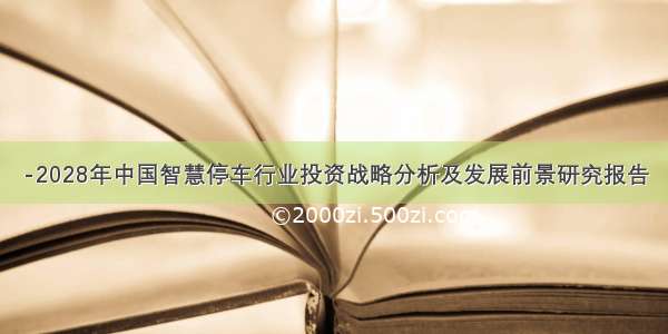 -2028年中国智慧停车行业投资战略分析及发展前景研究报告