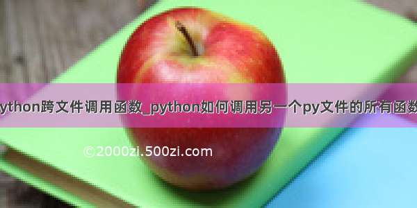 python跨文件调用函数_python如何调用另一个py文件的所有函数？