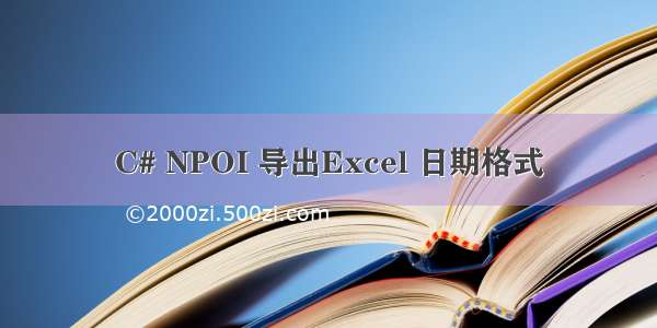 C# NPOI 导出Excel 日期格式