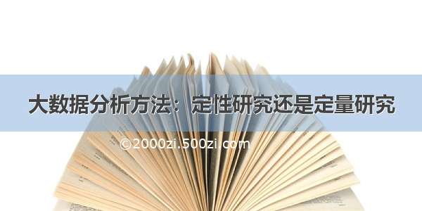 大数据分析方法：定性研究还是定量研究