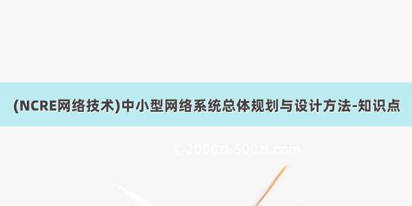 (NCRE网络技术)中小型网络系统总体规划与设计方法-知识点