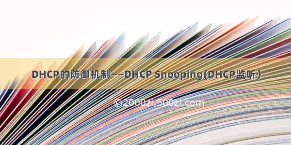 DHCP的防御机制——DHCP Snooping(DHCP监听）