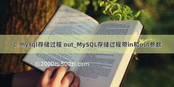c  mysql存储过程 out_MySQL存储过程带in和out参数
