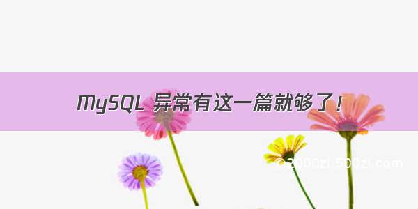 MySQL 异常有这一篇就够了！