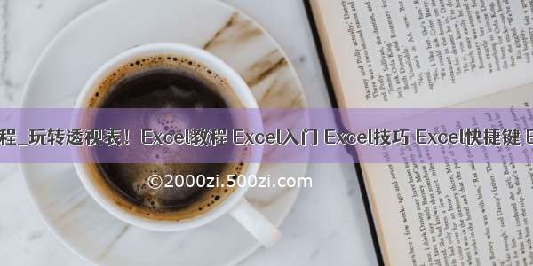 ok计数器使用教程_玩转透视表！Excel教程 Excel入门 Excel技巧 Excel快捷键 Excel学习！...