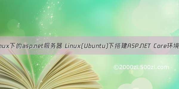 linux下的asp.net服务器 Linux(Ubuntu)下搭建ASP.NET Core环境