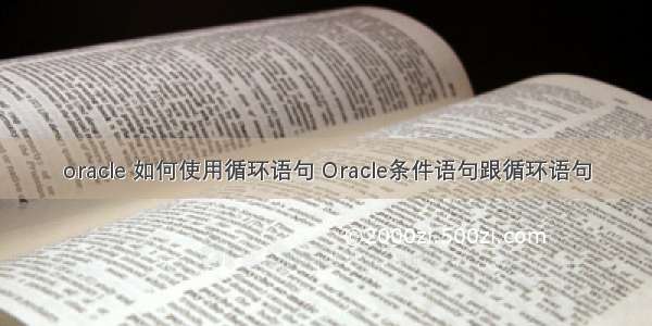 oracle 如何使用循环语句 Oracle条件语句跟循环语句