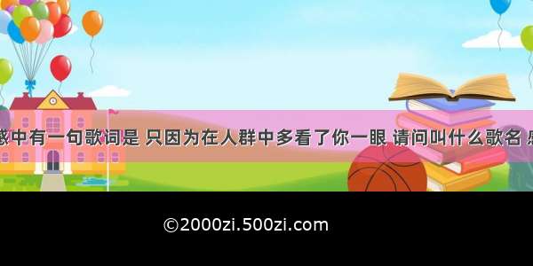 有一首感中有一句歌词是 只因为在人群中多看了你一眼 请问叫什么歌名 感谢回答