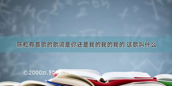 陈粒有首歌的歌词是你还是我的我的我的 这歌叫什么