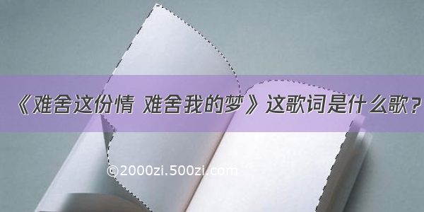 《难舍这份情 难舍我的梦》这歌词是什么歌？