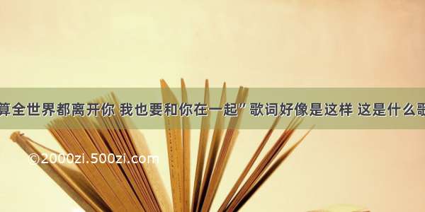 “就算全世界都离开你 我也要和你在一起”歌词好像是这样 这是什么歌来的