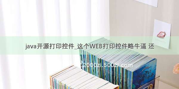 java开源打印控件_这个WEB打印控件略牛逼 还