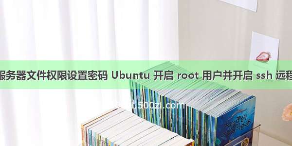 ubuntu服务器文件权限设置密码 Ubuntu 开启 root 用户并开启 ssh 远程访问权限