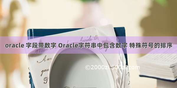 oracle 字段带数字 Oracle字符串中包含数字 特殊符号的排序