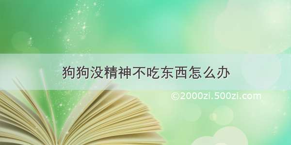 狗狗没精神不吃东西怎么办