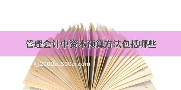 管理会计中资本预算方法包括哪些