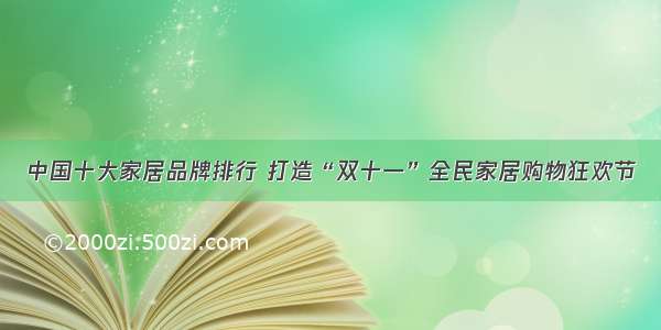 中国十大家居品牌排行 打造“双十一”全民家居购物狂欢节