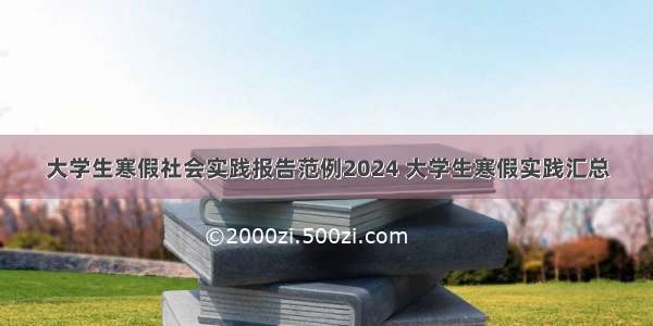 大学生寒假社会实践报告范例2024 大学生寒假实践汇总