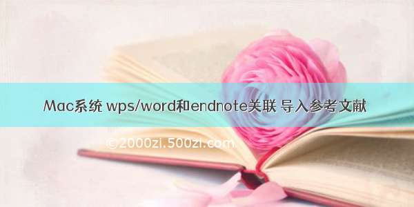 Mac系统 wps/word和endnote关联 导入参考文献