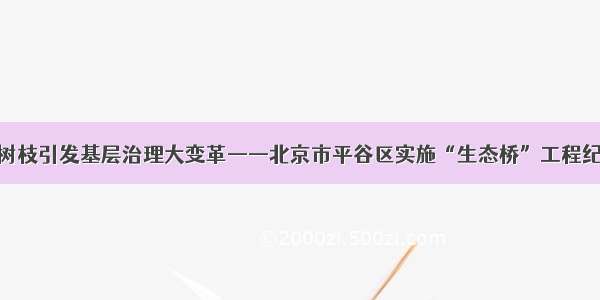 小树枝引发基层治理大变革——北京市平谷区实施“生态桥”工程纪实