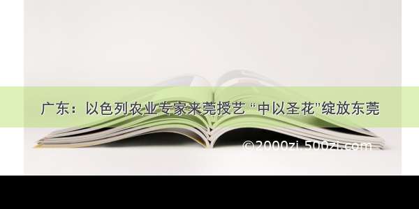 广东：以色列农业专家来莞授艺 “中以圣花”绽放东莞