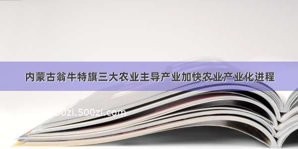 内蒙古翁牛特旗三大农业主导产业加快农业产业化进程