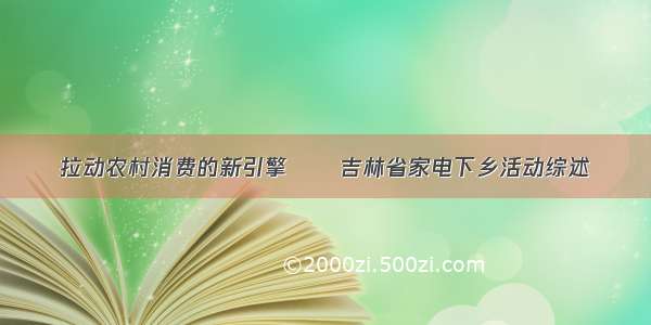 拉动农村消费的新引擎――吉林省家电下乡活动综述