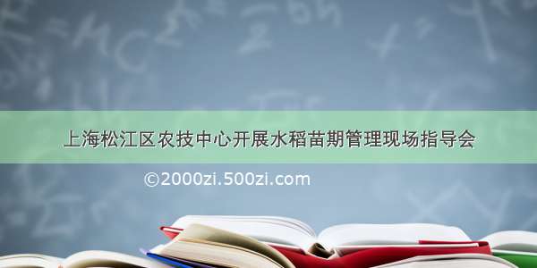 上海松江区农技中心开展水稻苗期管理现场指导会