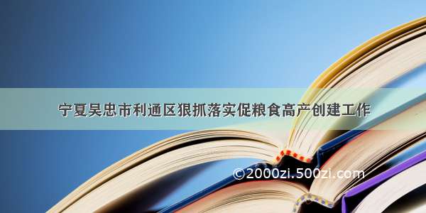 宁夏吴忠市利通区狠抓落实促粮食高产创建工作