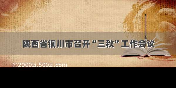 陕西省铜川市召开“三秋”工作会议