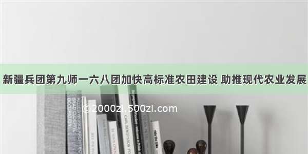 新疆兵团第九师一六八团加快高标准农田建设 助推现代农业发展