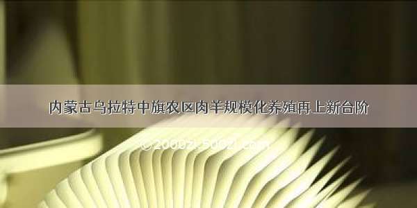 内蒙古乌拉特中旗农区肉羊规模化养殖再上新台阶