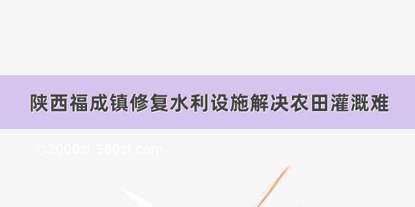 陕西福成镇修复水利设施解决农田灌溉难