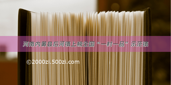 河南内黄县后河镇上榜全国“一村一品”示范镇