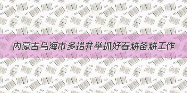 内蒙古乌海市多措并举抓好春耕备耕工作