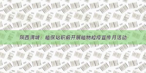 陕西渭城：植保站积极开展植物检疫宣传月活动