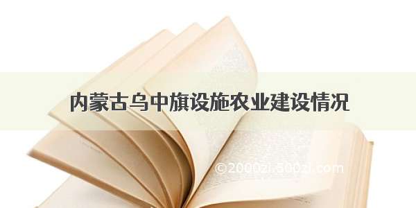 内蒙古乌中旗设施农业建设情况