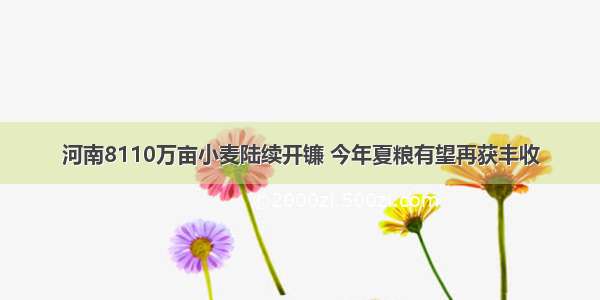 河南8110万亩小麦陆续开镰 今年夏粮有望再获丰收