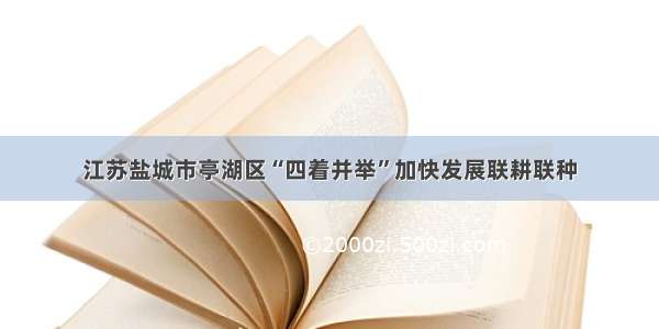 江苏盐城市亭湖区“四着并举”加快发展联耕联种