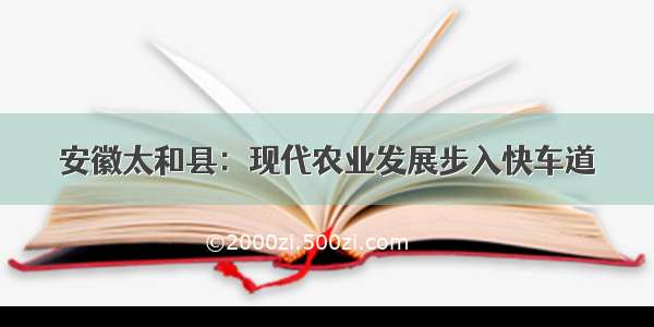 安徽太和县：现代农业发展步入快车道