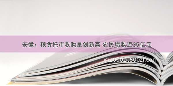 安徽：粮食托市收购量创新高 农民增收近35亿元